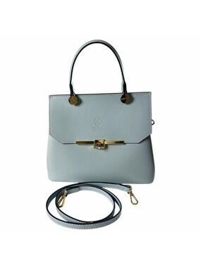 Vera Pelle Baby Blue Leather Handbag Italy